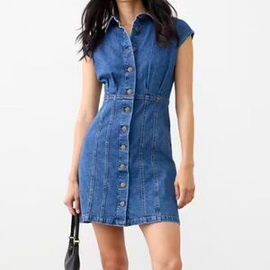 Banana Republic Blue Button-Front Mini Dress